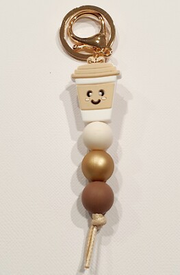 Coffee Cuppa Silicone Beaded Keyring | Bag Tag | AU