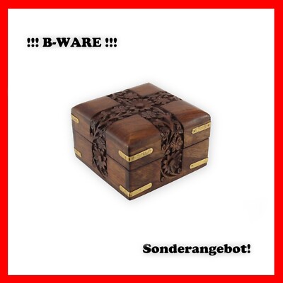 Budawi  Holztruhe Holzbox Motiv Blumenkreuz Schmuckschatulle ! B-WARE !