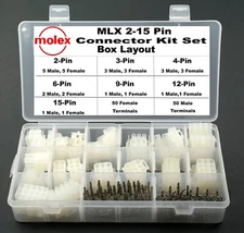 130PCS Molex -MLX Connector Kit  w/14-20 AWG, -2.13mm