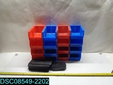 QTY=16: DURHAM MFG PB30220/PB30210 Hang and Stack Bin 4"X7" & 5"X4" RED & BLUE