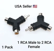 Audio Connectors Adapter Plug RCA Y Splitter AV Audio Converter 1Male to 2Female