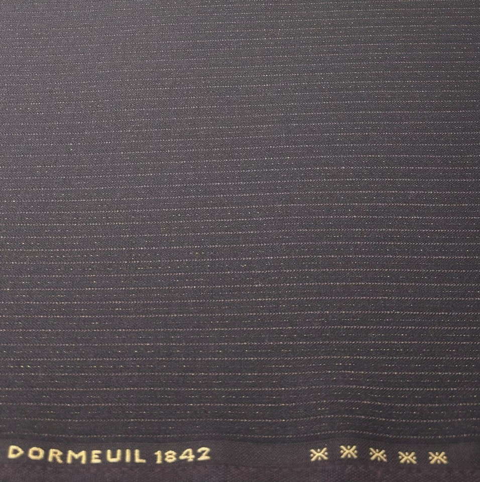 Purple Real Gold Striped Wool Fabric Super 160 Fabric By Dormeuil, 3.0m