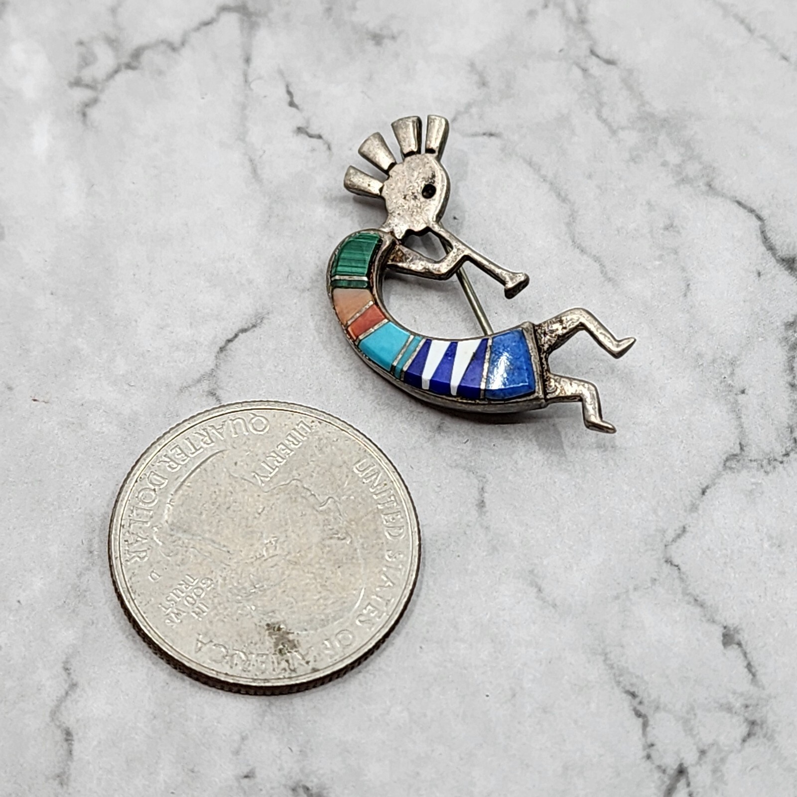 Signed Vintage Native Sterling Silver Multi Stone… - image 3