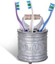 Autumn Alley Farmhouse Toothbrush Holders for Bathrooms, Rustic, Galvanized