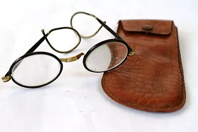 Kaufen Antik Augenglas Schwarz & Gold Rund Glas Vintage Brille Collectibles Alt  F2