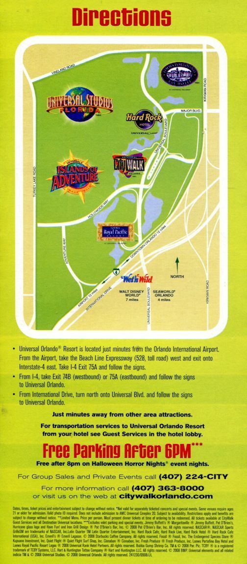 2008 Adventure Guide From Universal's Islands Of Adventure - Fold Out Map