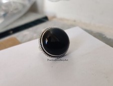 Round Shape Black Onyx Beautiful Handmade 925 Sterling Silver Band Ring