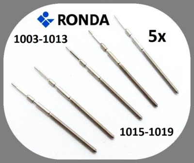 5 x Aufzugswelle RONDA Cal. 1003 - 1013 / 1015 - 1019 - 20mm - NOS winding stem