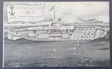 WWI Postcard of Captured German U Boat mine laying Submarine home front