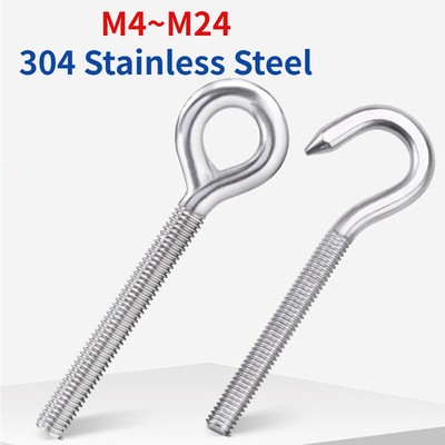 304 Stainless Steel Sheep Eye Screw / Open / Closed Hook / Lifting Ring Bolt