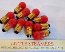 AMERICAN FLYER  ''TEN'' 1447R  RED LIGHT BULBS  REPRO  #1447RP  PAINTED