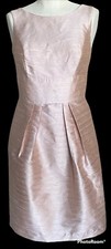 Alfred Sung Cocktail Bridesmaid Dress Low Back Bow Accent Lined Pearl Pink Sz 8