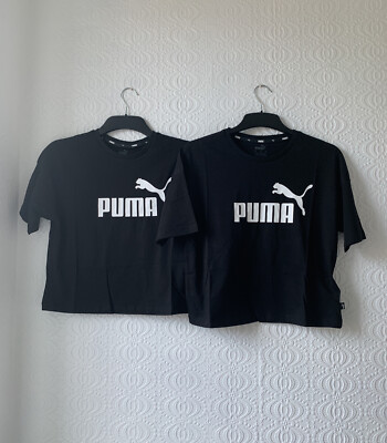 Puma Womens Cropped Relaxed Fit Tshirt Black 2 Pack Size 8 BNWT