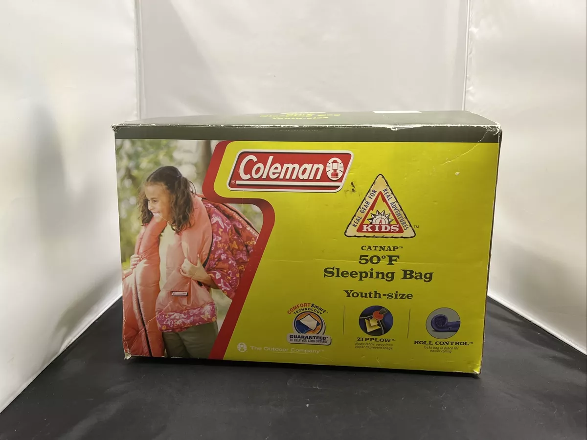 Coleman Kids Sleeping Bag 50 Degree Youth Pink And Orange