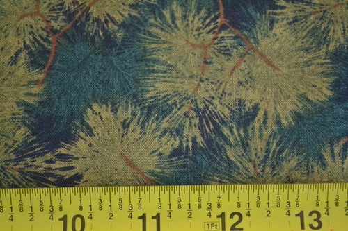By 1/2 Yd, Gold Trees on Green Quilt Cotton, Thimbleberries/Pine & Rose, B100 - Picture 3 of 6
