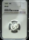 1955 NGC Proof 67 Roosevelt Silver Dime ☆☆ Great For Sets ☆☆ 024