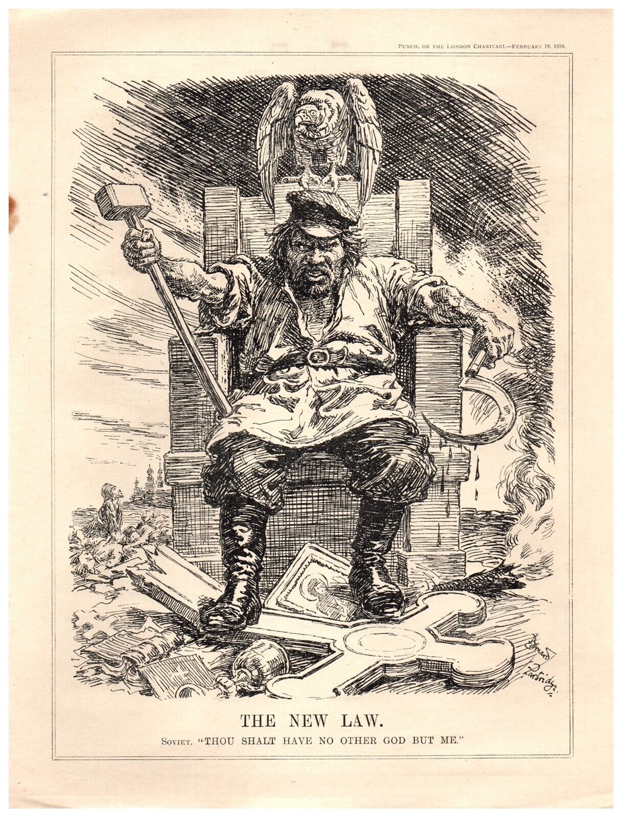1930 Communism on Throne No Other God But Me Political Cartoon Punch  Magazine 4P | eBay