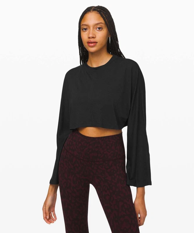 lululemon calm calling wide sleeve boxy crop relaxed shirt