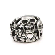 Stainless Steel 316L Ring Black Color Polished Oxidized biker Skull Ring