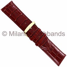 28mm deBeer Baby Crocodile Grain Havava Padded Stitched Watch Band Long