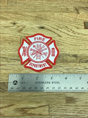 Fire Department Maltese Cross Red/Silver Decal Sticker New B-7