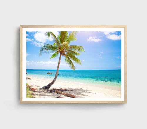 Plam Tree Print, Sea Shore Wall Art, Cloudy Sky Framed Beach Wall Art, Coastal - Picture 5 of 5