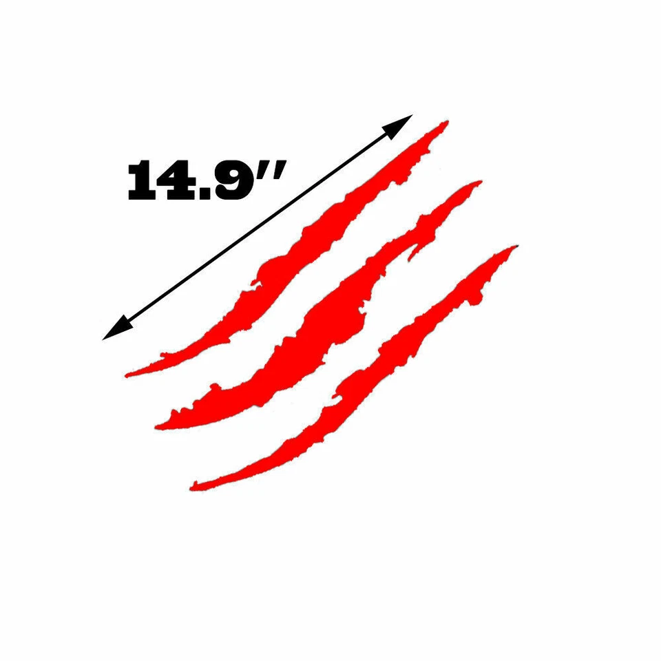 Calcomanía de vinilo universal 2 piezas garra de bestia roja rasguño faro puerta lateral Foto 2 de 4