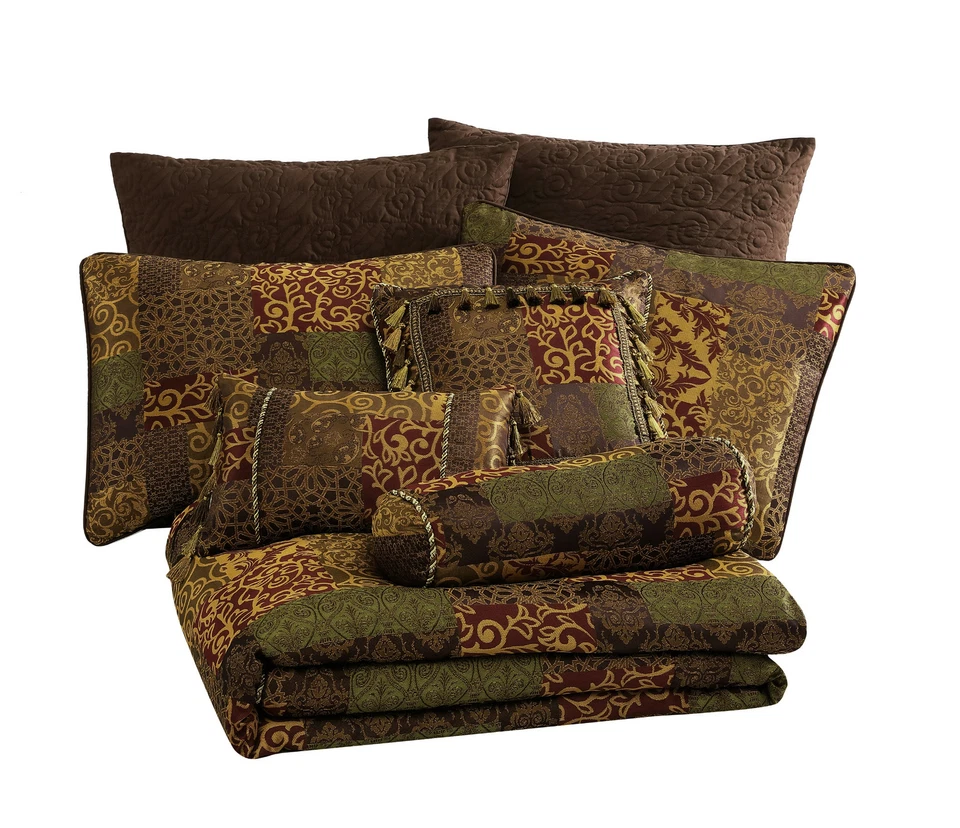 Amelia 9-Piece Rustic Jacquard Woven Floral Patchwork Comforter Bedding Set - Image 2 of 4