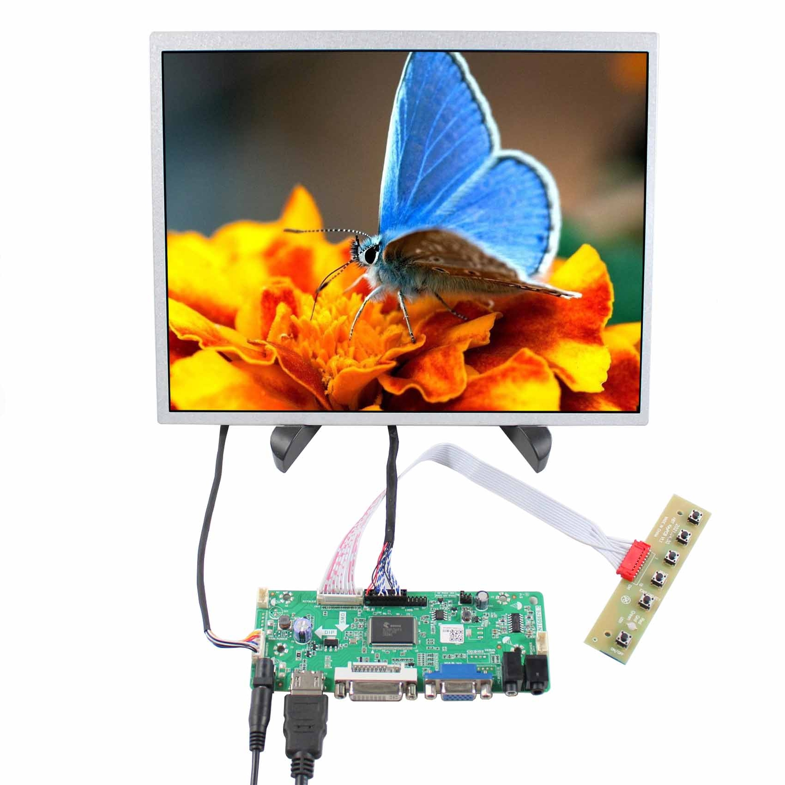 HDMI VGA DVI LVDs Board 20pin and 12.1"" G121X1-L04 1024x768 4:3 TFT LCD Screen