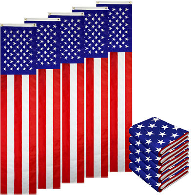 NEW G128 USA Pull Down Flag 1.67x8FT 5-Pack, Patriotic Embroidered Polyester