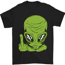 Camiseta Angry Alien Finger Flip Divertida Ofensiva Para Hombre 100% Algodón