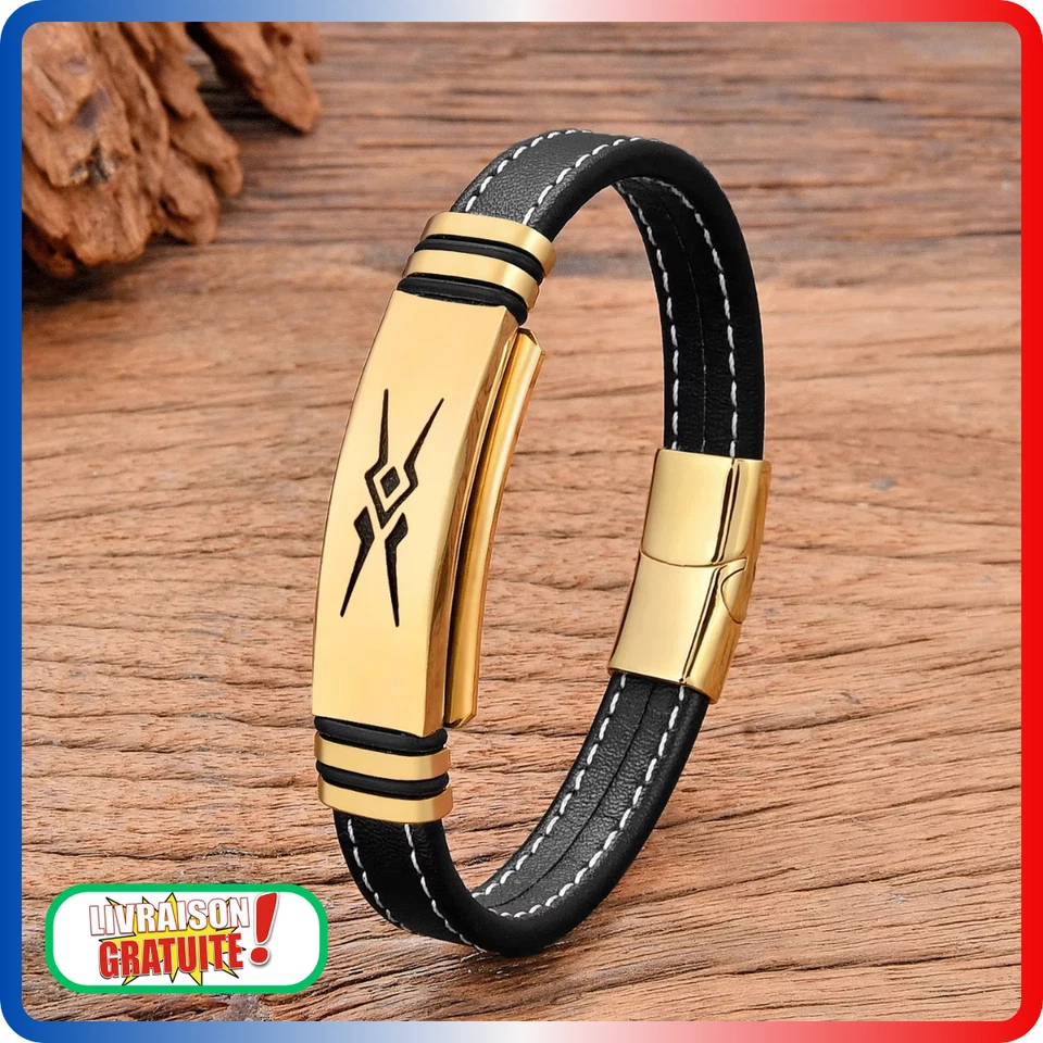 Bracelet En Acier Inoxydable Pour Hommes Corde En Cuir Tressé Multicouche Bijou - Photo 1/4