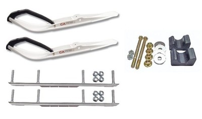 C&A Pro White Razor Snowmobile Skis w/ 6'' Shaper Bars Complete Kit Arctic Cat