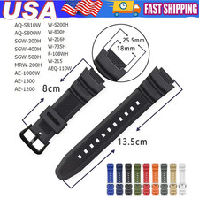Rubber Watch Band Strap for Casio W735H SGW-400H SGW-500H AE-1000W MRW-200H 18mm