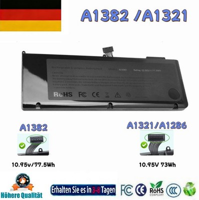 A1382/A1321 Akku für Apple Macbook Pro 15.4'' A1286 Mitte 2009 /Anfang 2011 Neu