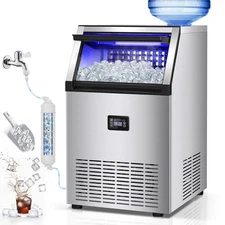Commercial Ice Maker Machine, 175Lbs/24H with 45Lbs, 55Pcs Making & Easy Clean