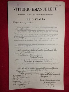 DECRETO NOMINA a COMANDANTE 77° Reg.FANTERIA 1905 Conte CORNILLON di MASSOINS