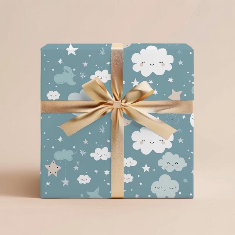 Boy Baby Shower Wrapping Paper, Baby Boy or Newborn Gift Wra