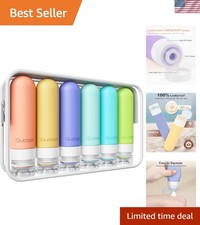 Reusable BPA Free Silicone Travel Bottles - TSA Approved 6 Pack for Easy Travel