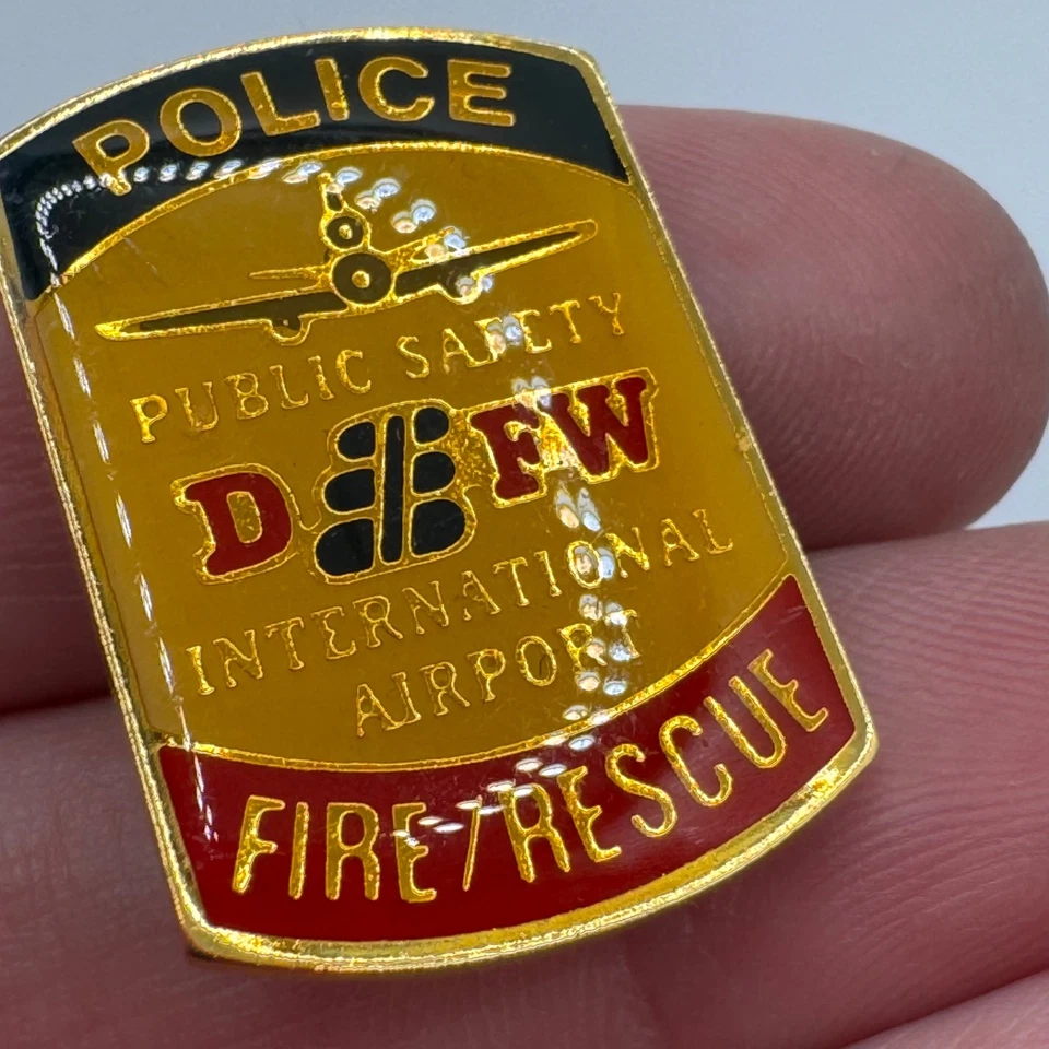 Vintage DFW Intl Airport Public Safety Police Fire Rescue Enamel Lapel Pin - Image 2 of 3