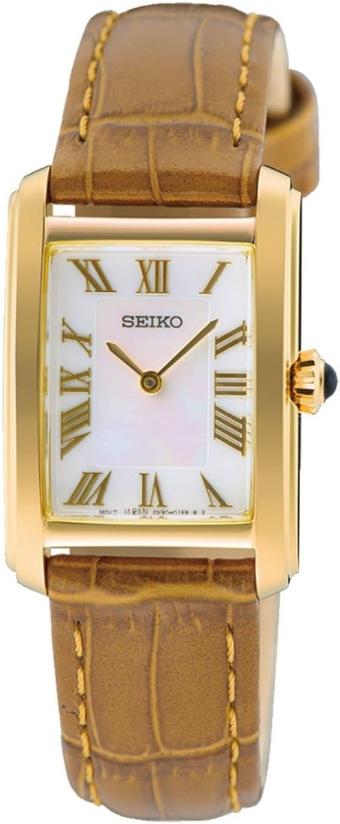 Seiko Caprice Classic Ladies Watch with White Dial and Brown Strap SWR100P1