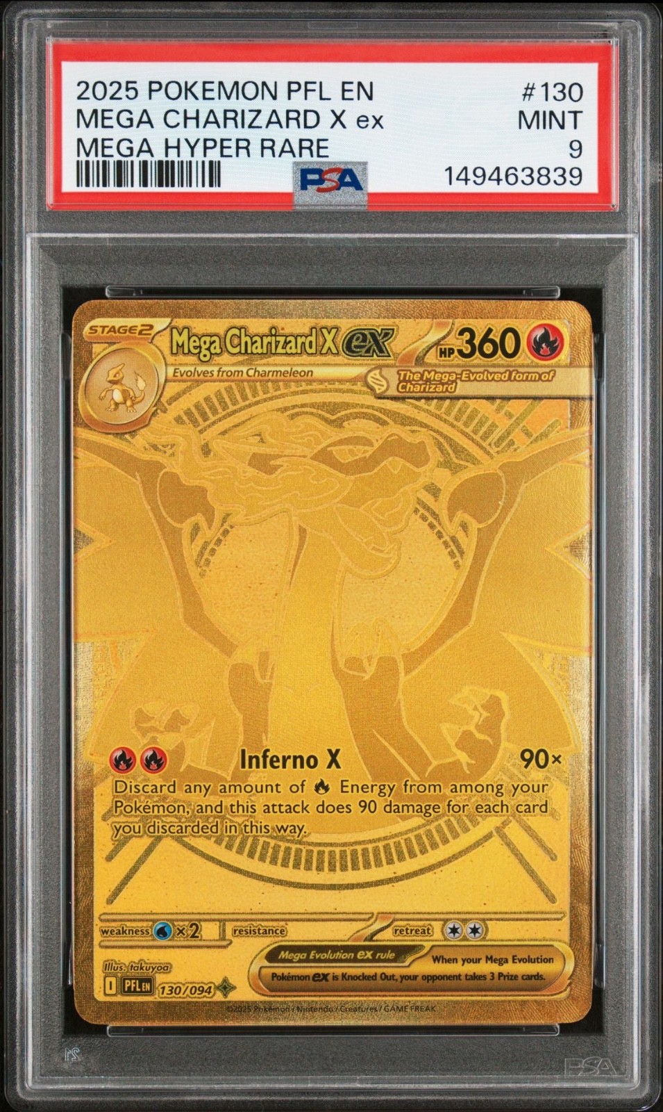 Pokemon Mega Charizard X Ex Phantasmal Flames Hyper Rare #130 PSA 9 Mint