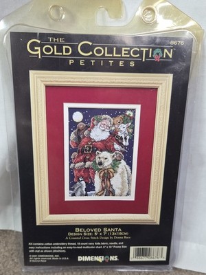 RARE Dimensions Beloved Santa Gold Collection Petites 8676 Cross Stitch Kit 5X7