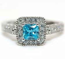 2CT Blue Topaz  White Topaz 925 Sterling Silver Ring Jewelry Sz 7 MB5-9