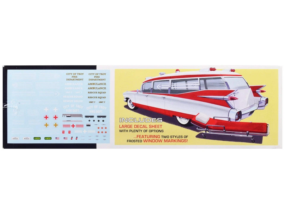 Skill 2 Model Kit 1959 Cadillac Ambulance with Gurney Accessory 1/25 Scale Model - Image 3 of 4