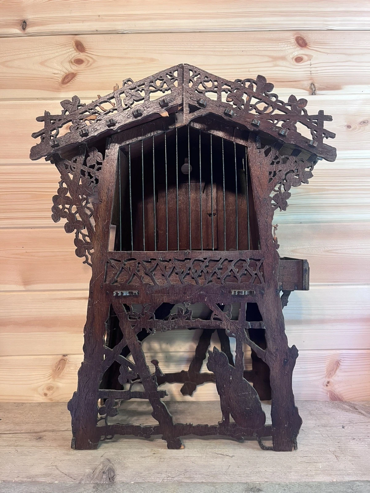 Beautiful Vintage Wooden Fretwork Birdcage Decorative Antique Display