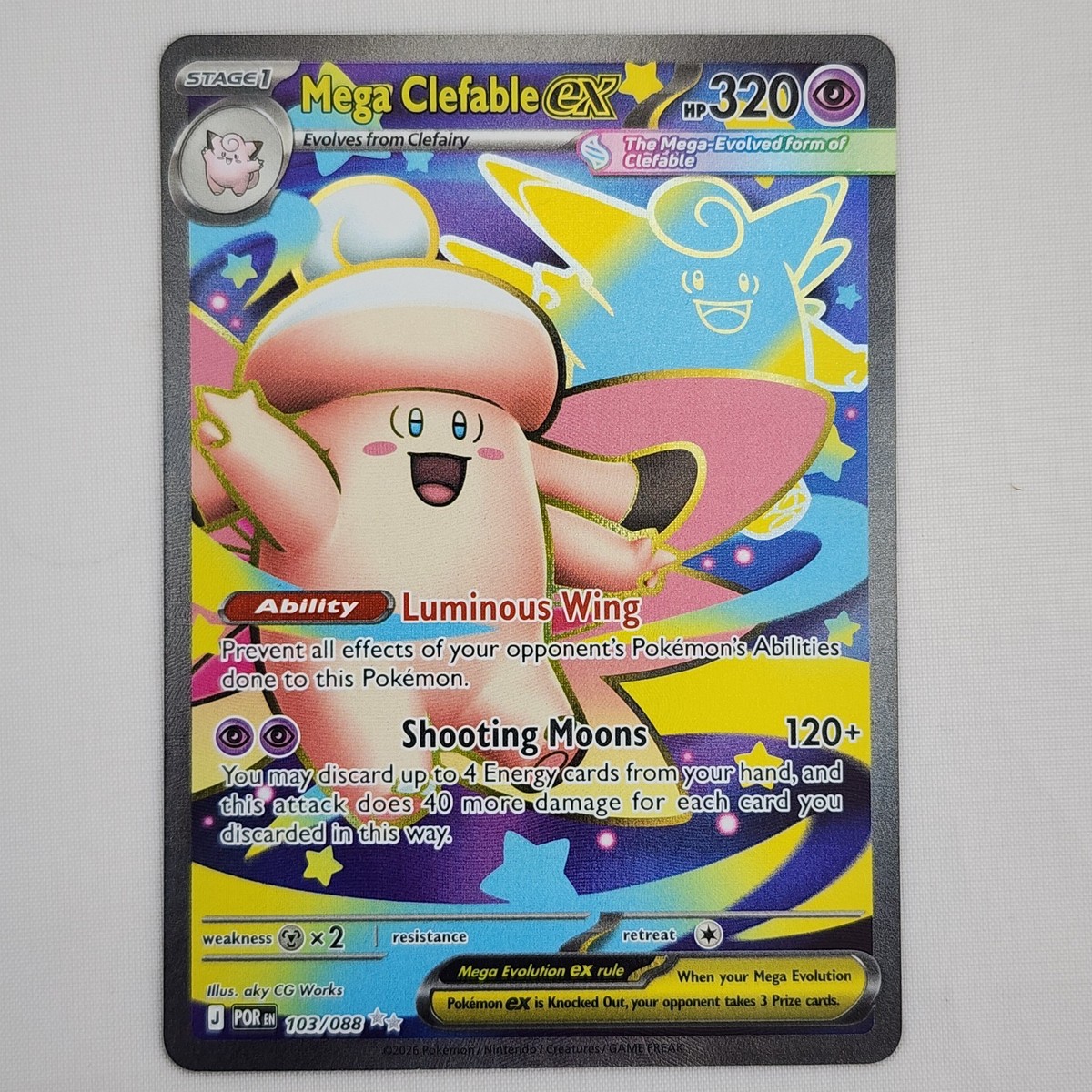 clefable ex pokemon card value Mega 103/088 Ultra Rare Perfect Order TCG Full Art Holo NM When Pokemon Mega Clefable ex - 119/088