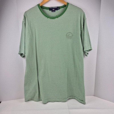 Polo Sport Ralph Lauren Men's XL Green Stripe Tee Vtg 90s USA Flag Faded Logo