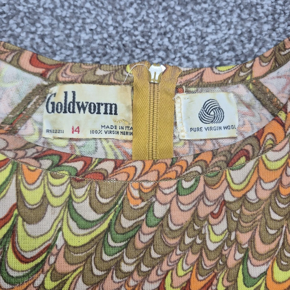 Vintage Goldworm 60s Merino Wool Long Sleeve Top Italy Size 14 Multicolor  - Image 3 of 4