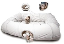 4 Ways Shuttled XL Cat Tunnel Bed for Indoor Cats Extra Large Light Gray